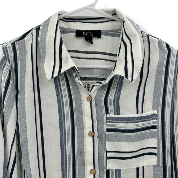 NEW BCX Striped Collared Button Up Shirt Size Large Blue Career Work NWT - Picture 5 of 10